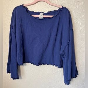 Free People Navy Blue Long Sleeve Shirt